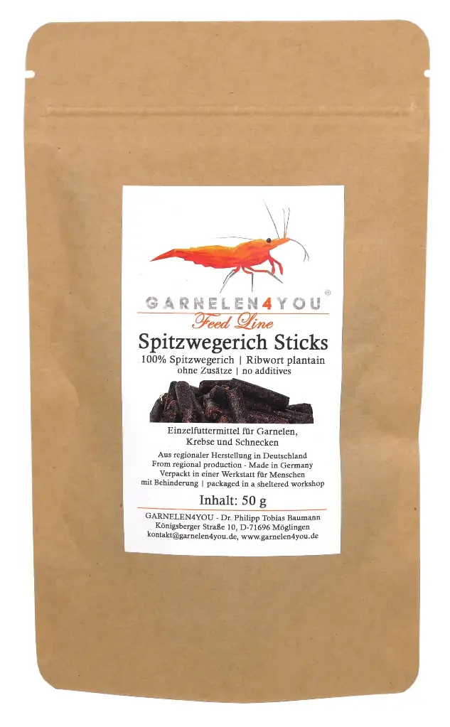 GARNELEN4YOU® Spitzwegerich Sticks 50g